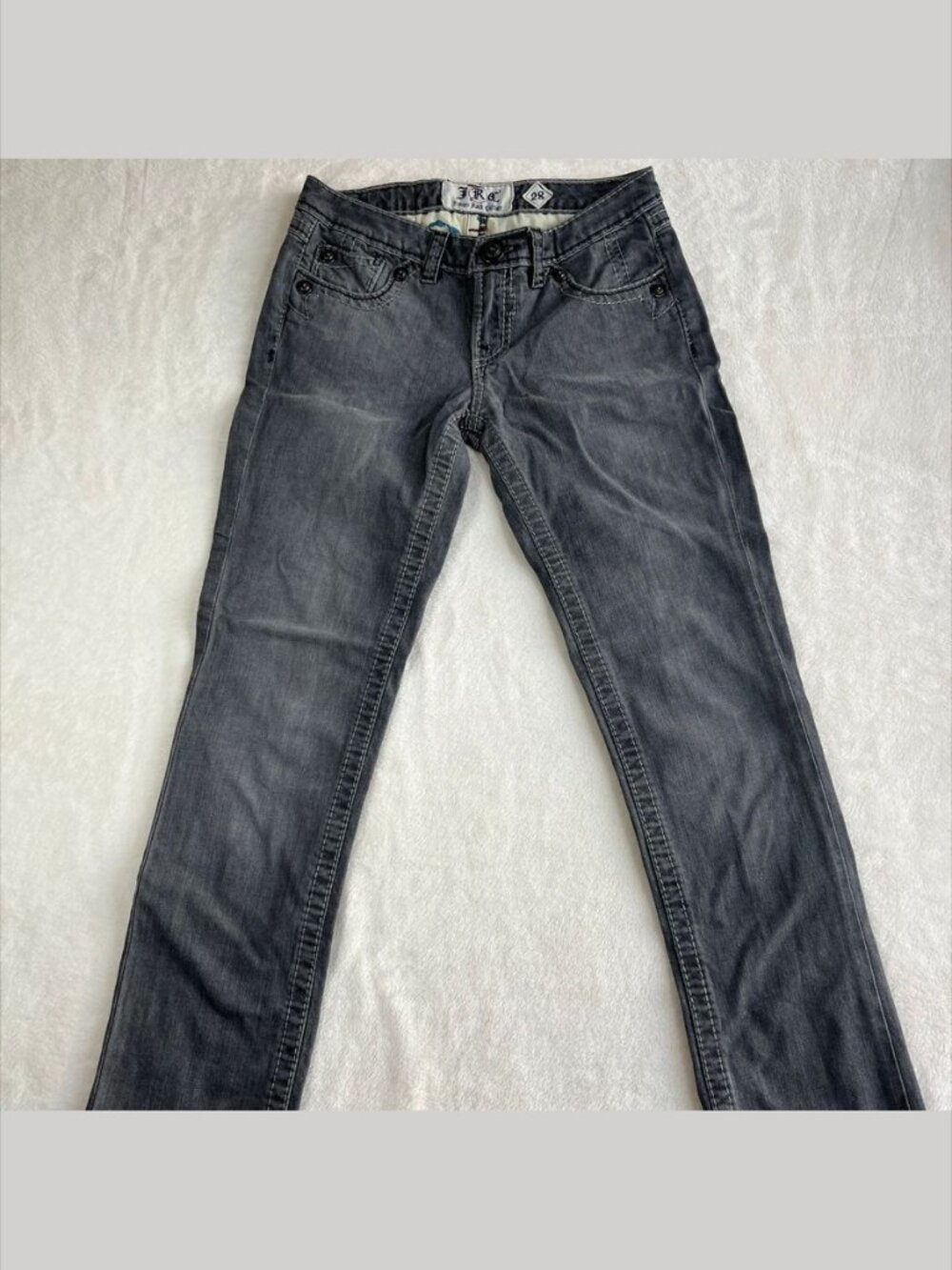 Indian Rock Culture IRC Gray Distressed Skull Embroidered Denim Jeans Size 28